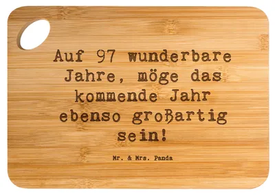 Produktbild von Mr. & Mrs. Panda Schneidebrett Spruch 97. Geburtstag - Transparent - Geschenk, Happy Birthday, weisheit, Geburtstagssprüche, besondere Geschenke, Holzbrettchen, 97 Jahre