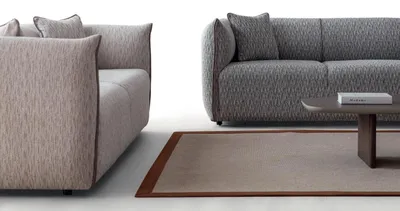 Obrázek produktu pro Obývací pokoj: Sedací souprava, 2 třísedáková pohovky, látkové křeslo, moderní design