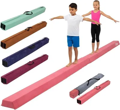 Imagen del producto de Viga de equilibrio de 300 cm, plegable a 150 cm, disponible en 5 colores. Viga de gimnasia con bolsa de transporte. Viga de equilibrio, viga de gimnasia para uso doméstico