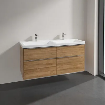 Imagen del producto de Conjunto de muebles de baño Villeroy & Boch Subway 3.0, 130 cm, con 4 cajones y lavabo doble