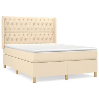 Produktbild von Boxspringbett mit Matratze Creme 140x190 cm Stoff