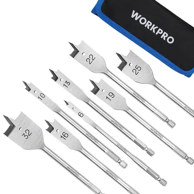 Produktbild von WORKPRO 8tlg. Flachfräsbohrer Set, 1/4" Sechskantschaft