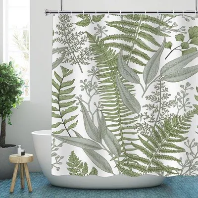 Image de Rideau de douche en polyester lavable, 180 x 200 cm, vert