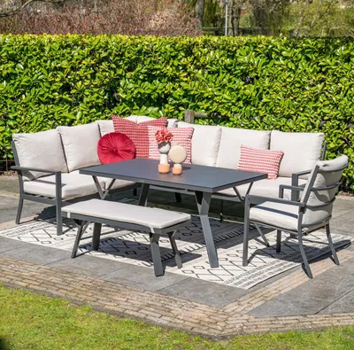 Produktbild von Garden Impressions Sergio Lounge-Dining Set 3-teilig - Links - carbon black -  desert sand