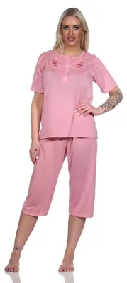 Produktbild von Damen Capri Pyjama mit kurzen Ärmeln; Altrosa/M/38