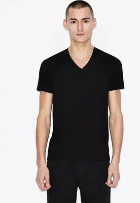 Image de Armani Exchange 8nzt75_zja5z T-shirt à manches courtes et col en V Noir L Homme Noir L