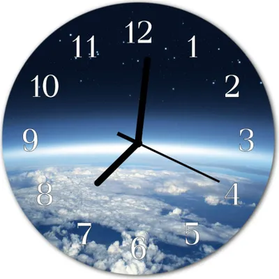 Produktbild von Glasuhr Wanduhr Küchenuhr Echt-Glas 30fi cm Erde Weltall blau