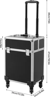 Produktbild von Kosmetikkoffer - Trolley auf Rollen - Abschließbar mit Schlüsseln - Aus Aluminiumlegierung & MDF - Für Visagisten & Friseure