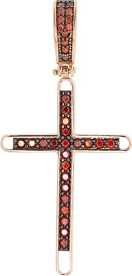 Produktbild von Golders Anhänger Kreuz aus 585 Rotgold mit roten Zirkonia, Goldanhänger für Damen