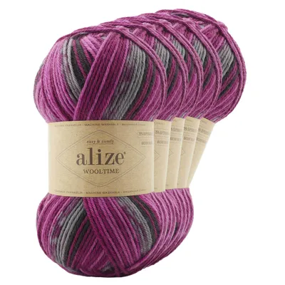 5 x 100g Sockenwolle Alize Wooltime 75% Wolle OEKO-Tex 100 Strickgarn Häkelgarn Farbwahl 11018 Ladies Night