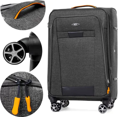 Produktbild von RGL S030 XL Reisekoffer Stoffkoffer mit 360° Leichtlauf Doppelräder Trolley mit Zahlenschloss Grau