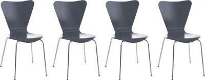 Produktbild von TPFLiving 4er Set Seminarstuhl Calisso Besucherstuhl Warteraumstuhl mit Holzsitz und Metallgestell Farbe: Grau