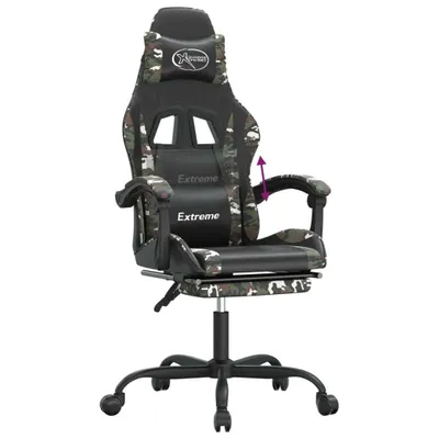 Produktbild von vidaXL Gaming-Stuhl mit Fußstütze Schwarz und Tarnfarben Kunstleder