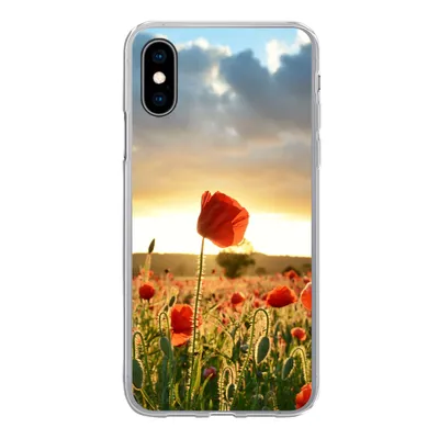 Produktbild von MuchoWow® Handyhülle Schutzhülle Hülle für iPhone X Bunter Himmel über vielen Mohnblumen Silikon Softcase Handy Hülle - Handyhülle