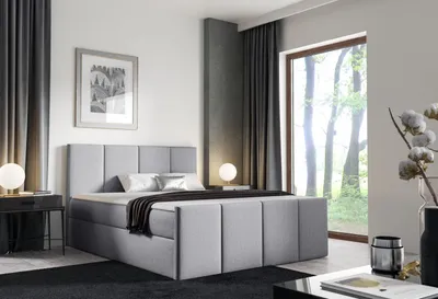 Produktbild von Bett mit Matratze und Lattenrost LOLA – 180x200, hellgrau 2 + ER Topper
