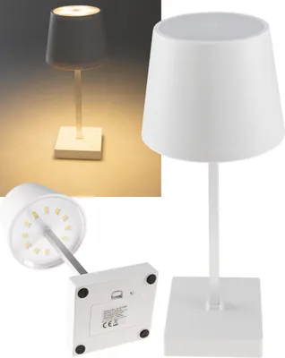 Immagine prodotto di Lampada da tavolo a LED 26cm, bianca 3xAA A, dimmerabile, luce bianca calda