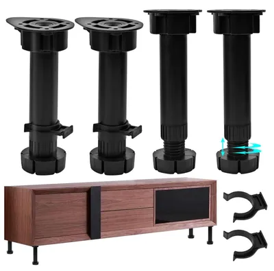 Obrázok produktu pre 4 kusy nastaviteľných nožičiek na nábytok, nastaviteľné výškovo, 15-18 cm