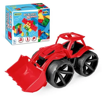 Zdjęcie produktu dla Maximus spychacz czerwony + Big Blocks klocki 26 el.