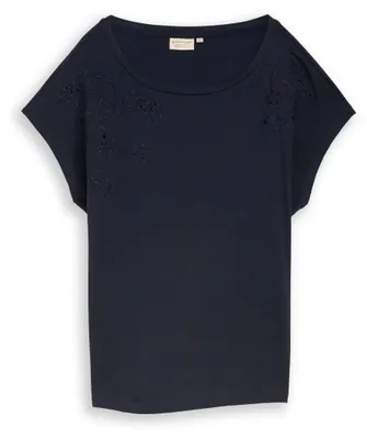 Produktbild von T-Shirt mit Lochstickereien