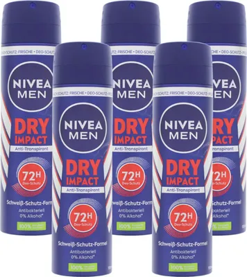 Produktbild von 5 x NIVEA MEN Dry Impact Deo Spray je 150ml Antitranspirant  72h