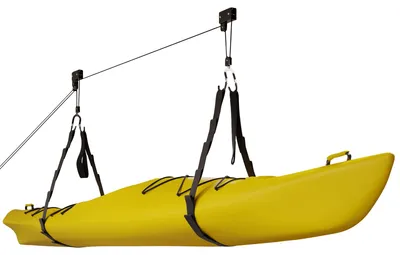 Immagine prodotto di Sistema di sollevamento per kayak e canoe, ideale per lo stoccaggio in garage, con una capacità di carico di 56,7 kg