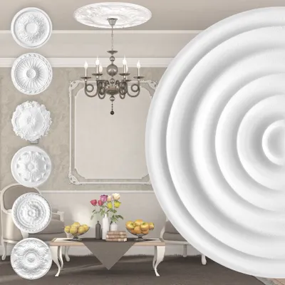 Produktbild von MARBET DESIGN Stuckrosette aus EPS Styropor - Deckenrosette weiß, Zierelement, Stuck (R-01, Ø 40cm) Dekorbau Wand Deckenstuck Wandstuck rund