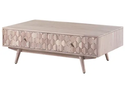 Image de MASSIVMOEBEL24 | Table basse 120x70 Acacia laqué Blanc MOSAYK #203