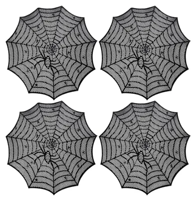 Produktbild von 4 Stück Spinnennetz Platzsets für Halloween Tischdekoration
