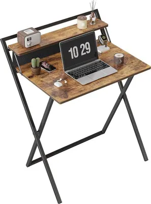 Obrázek produktu pro Skládací psací stůl 60 cm, hnědý, s odkládací plochou
