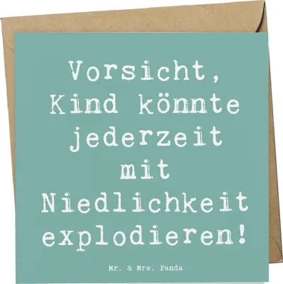 Produktbild von Mr. & Mrs. Panda doppelkarte Spruch Explodierendes Kind - Meeresbrise - Geschenk, Freude, Eltern, Abenteuer, anlasskarte, Familie, Klappkarte, Lächeln, faltkarte, Liebe
