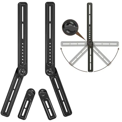 Produktbild von TV-Soundbar Halterung bohrfrei 10-30 kg, 0-180° schwenkbar, für 60-120 cm Soundbars, platzsparende TV Lautsprecherhalterung Schwarz