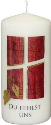 Produktbild von Trauerkerze mit Ornament "Du fehlst uns"