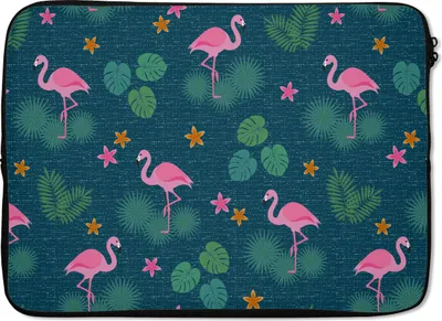 Produktbild von MuchoWow® Laptop Hülle 13 Zoll Flamingo - Pflanzen - Muster Laptoptasche - Laptophülle - Sleeve - Rundumschutz
