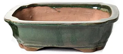 Imagen del producto de Macetas de cerámica esmaltada para bonsái, sin plato, color verde, 18 cm