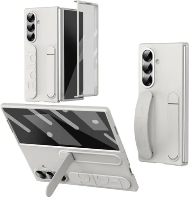 Produktbild von Hülle für Samsung Galaxy Z Fold 7 Vertikale Armbandtasche mit Eingebautem Displayschutz, Griffring, Ständer, Kameraschutz Handyhülle Weiß