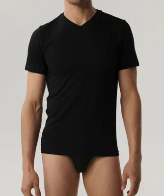 Produktbild von Männer T-Shirt Atlantic V-Ausschnitt kurzärmelig schwarz 100% Baumwolle XL