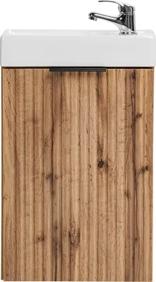 Image de Armoire De Salle De Bain 40 Cm En Chêne Wotan Avec Lavabo En Céramique
