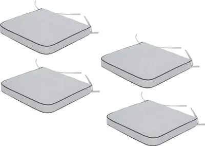 Produktbild von Gartenkissen-Set Masza – 4er-Set (je 48×45 cm), abnehmbarer Bezug, wetterfest, beidseitig nutzbar, mit Bändern & Gummizug | PillowPrim