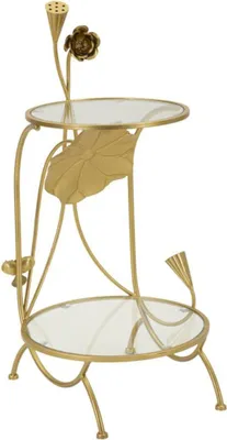 Couchtisch Flowers 40 x 40 x 78 cm Metall Glas Gold_Natur24