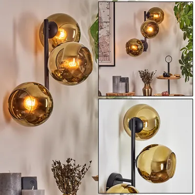 Produktbild von Cesaro Wandlampe aus Metall/Glas in Schwarz/Goldfarben
