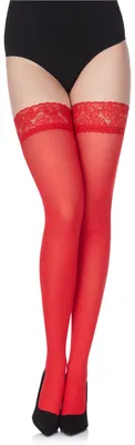 Produktbild von Merry Style Damen halterlose Mikrofaser 40 DEN Strümpfe mit Spitze MS 791 (Rot-791, XL-XXL (46-50))