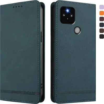 Obrázek produktu pro Pouzdro pro Google Pixel 5, retroPolyuretankožené flip pouzdro s stojánkem a přihrádkami na karty Zelený