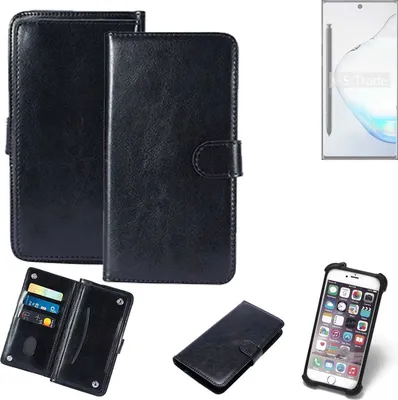 Produktbild von K-S-Trade 360° Hülle kompatibel mit Samsung Galaxy Note 10 schwarz Kunstleder Case BookCase WalletCase Kunstlederederhülle Handyhülle,