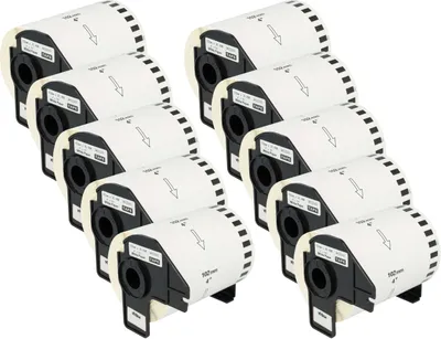 Produktbild von vhbw 10x Rolle mit Halter 102mm x 30,48m (1 Etikette) kompatibel mit Brother PT QL-1050, QL1050N, QL-1060, QL1060N, QL-500, QL-500A Drucker Weiß