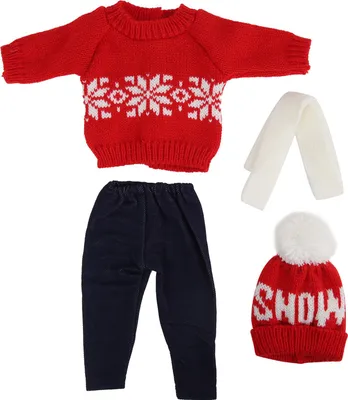 Produktbild von Baby Mädchen Puppenkleidung Weihnachten Pullover Hosen Hüte Zubehör für 18 Zoll Puppe Q18-782