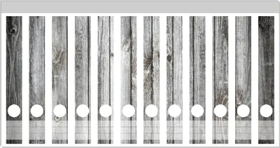 Produktbild von Wallario Ordnerrücken Sticker, selbstklebend für schmale Ordner, 12 Stück, Motiv Holz-Optik Textur hellgraues Holz Paneele Dielen mit Asteinschlüssen