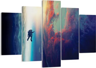 Produktbild von Bild auf Leinwand - Leinwandbild - 5 Teile - Kosmos Astronaut Planet - 150x100cm - Wand Bild - Wanddeko - Wandbilder - Leinwanddruck - Bilder - Wanddekoration - Leinwand bilder - EA150x100-5049
