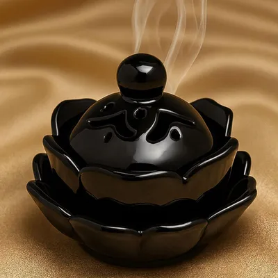 Keramischer Dhoop-Halter, schwarz, 7 Zoll, für Sambrani-Kegel
