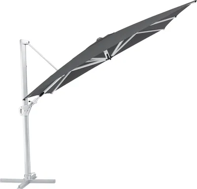 Produktbild von Kettler Easy Swing Ampelschirm 300x300 cm, UPF50+, inkl. Abdeckhaube+ Schirmständer, silber/anthrazit, Aluminium/Polyester mit Polyurethan-Beschichtung