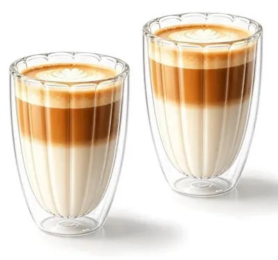 Image de Verres à cappuccino, verres à latte et verres macchiato, en verre borosilicaté double paroi (2 x 350 ml)